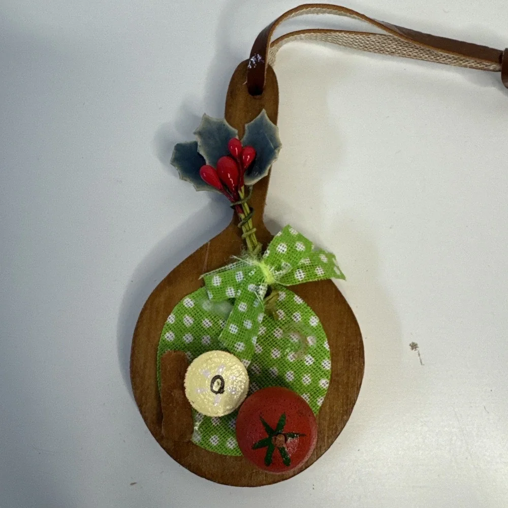 Lot 3 Carved Wooden Christmas Ornaments Nature Holiday Rustic Decor